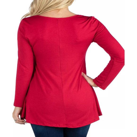 24/7 Comfort Apparel Women's Long Sleeve Swing Style Flared Tunic Top L Red NWT - Picture 3 of 3